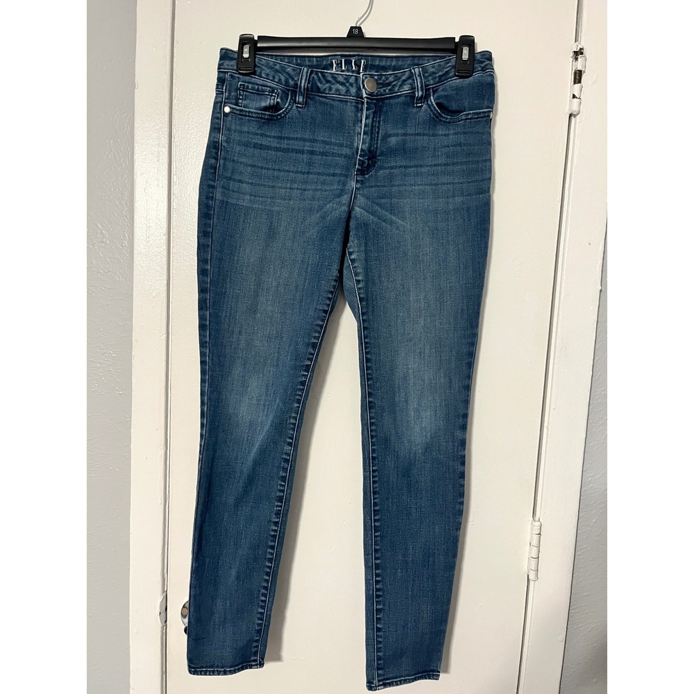 Elle Womens Blue Mid Rise Skinny Jeans Medium Wash Stretch Denim Size 8